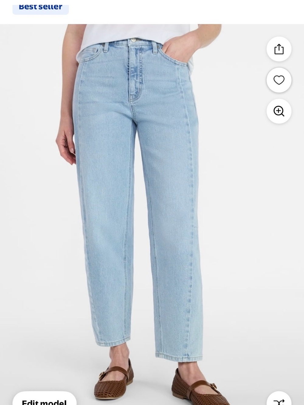 Time and Tru Light Blue High-Rise Barrel Jeans - Picture 2 of 7